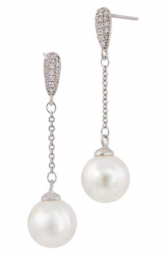 Cultured Pearl & Cubic Zirconia Drop Earrings