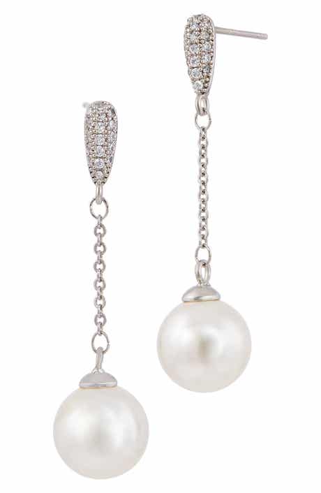 Cultured Pearl & Cubic Zirconia Drop Earrings
