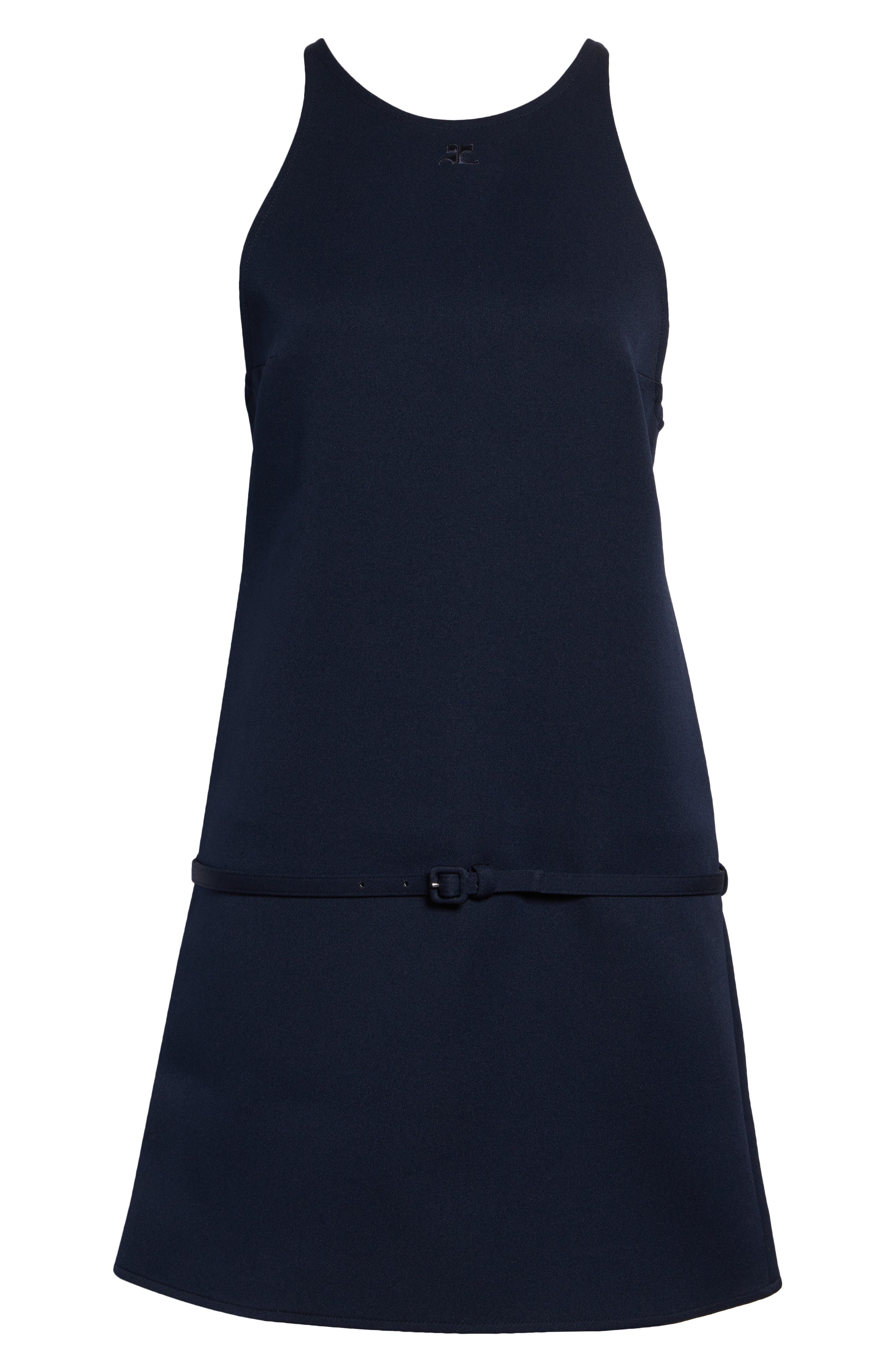 Belted Twill A-Line Minidress - image 2