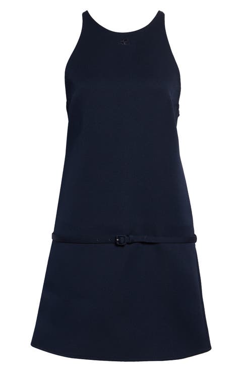 Belted Twill A-Line Minidress