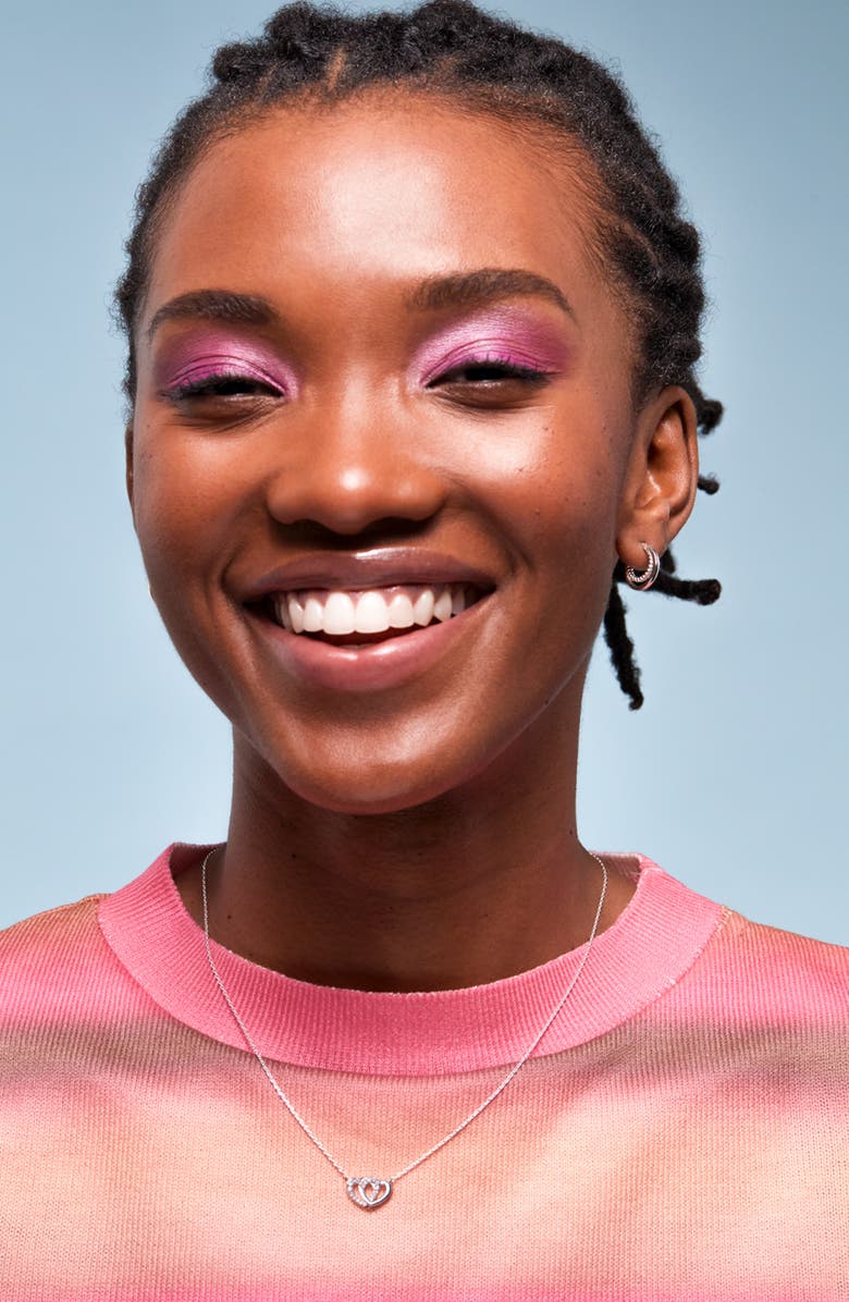 Estella Bartlett Cubic Zirconia Interlocking Heart Pendant Necklace, Alternate, color, Silver