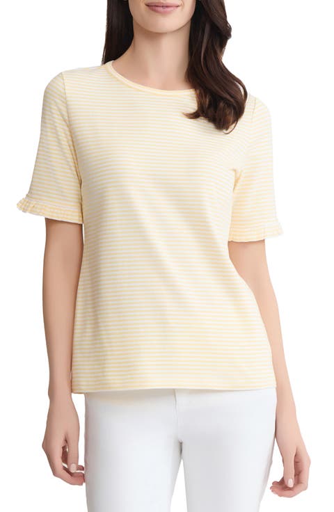 Ruffle Elbow Sleeve T-Shirt (Regular & Petite)