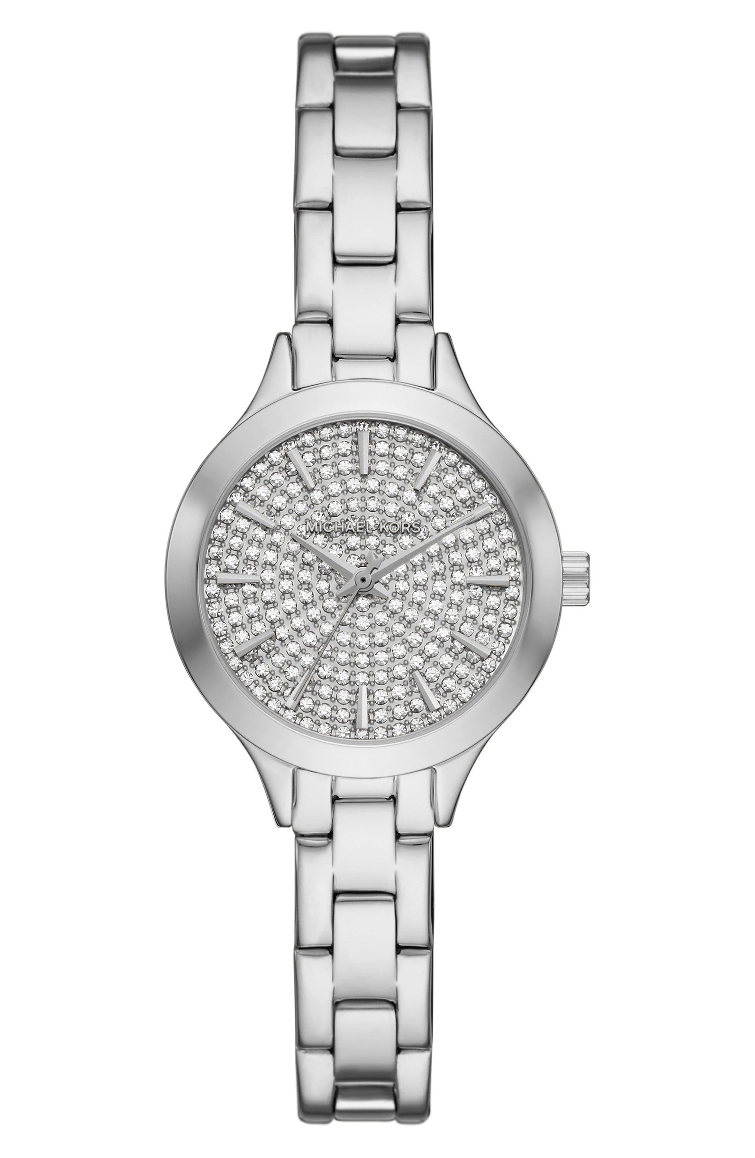 Michael Kors Aspyn Crystal Three-Hand Quartz Bracelet Watch, 28mm