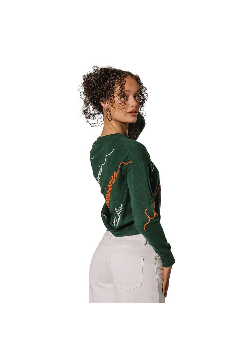 Women's Green Miami Hurricanes Love Note Embroidered Pullover Sweater, Alternate, color, Green
