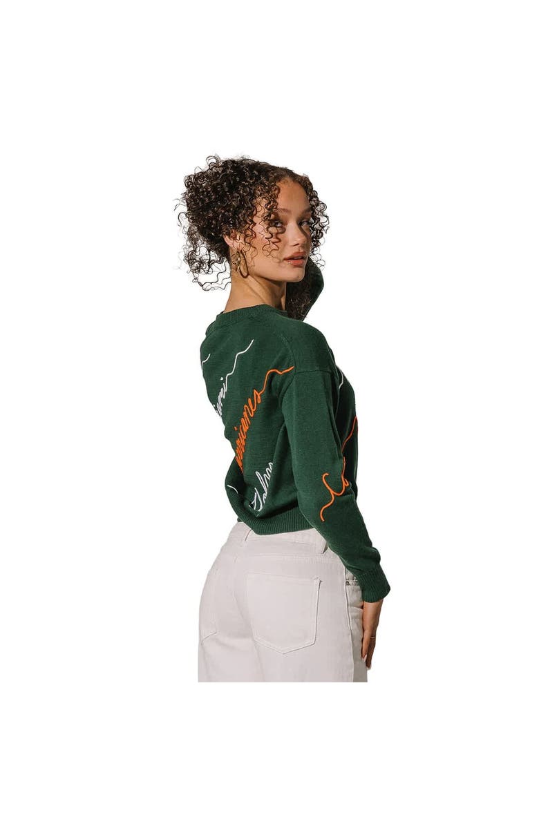 KADYLUXE Women's Green Miami Hurricanes Love Note Embroidered Pullover Sweater, Alternate, color, Green