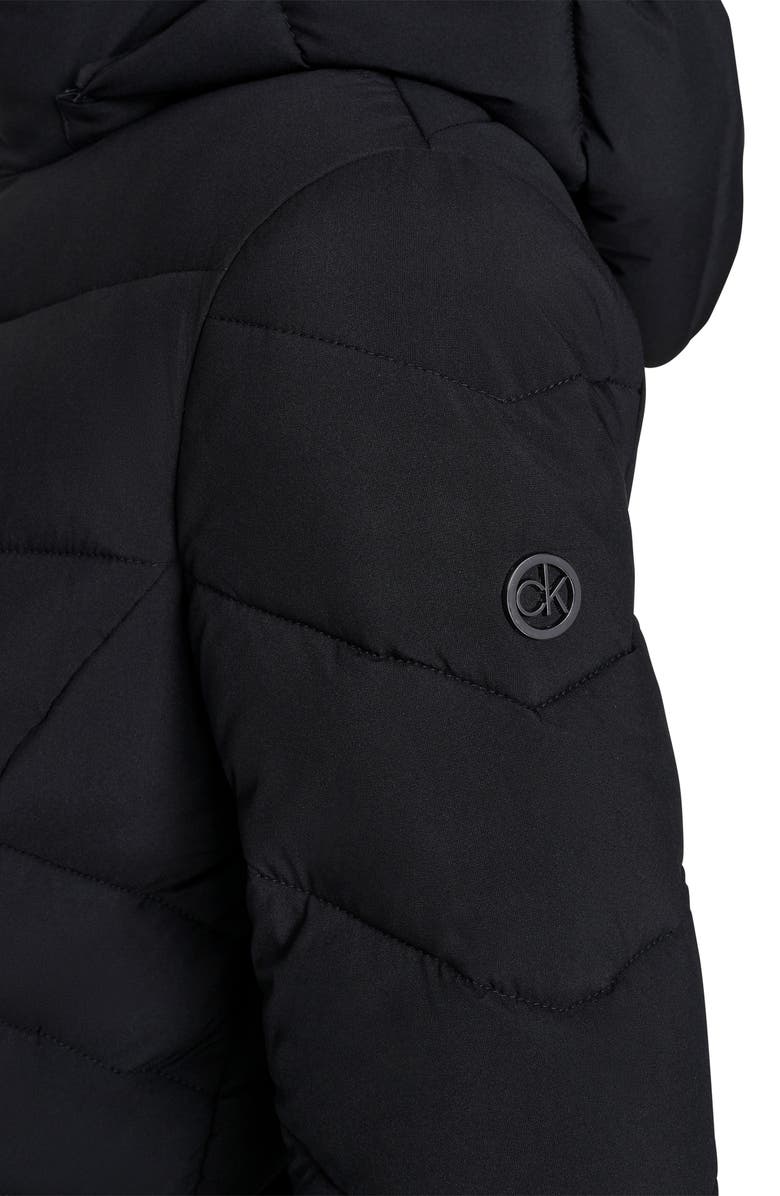 Calvin Klein Water Resistant Chevron Quilted Puffer Jacket, Alternate, color, Ebony