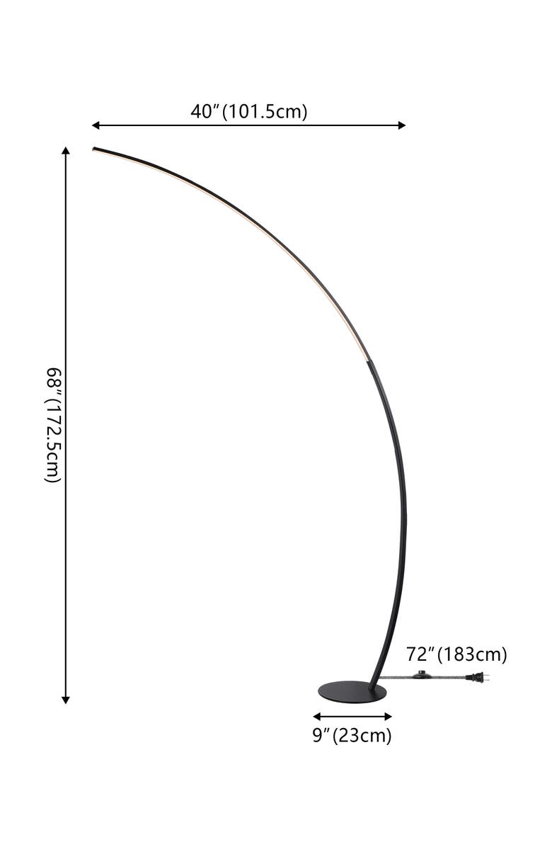 JONATHAN Y Enzo 68" Contemporary Minimalist Metal Arc Dimmable Integrated LED Floor Lamp, Black, Alternate, color, Black