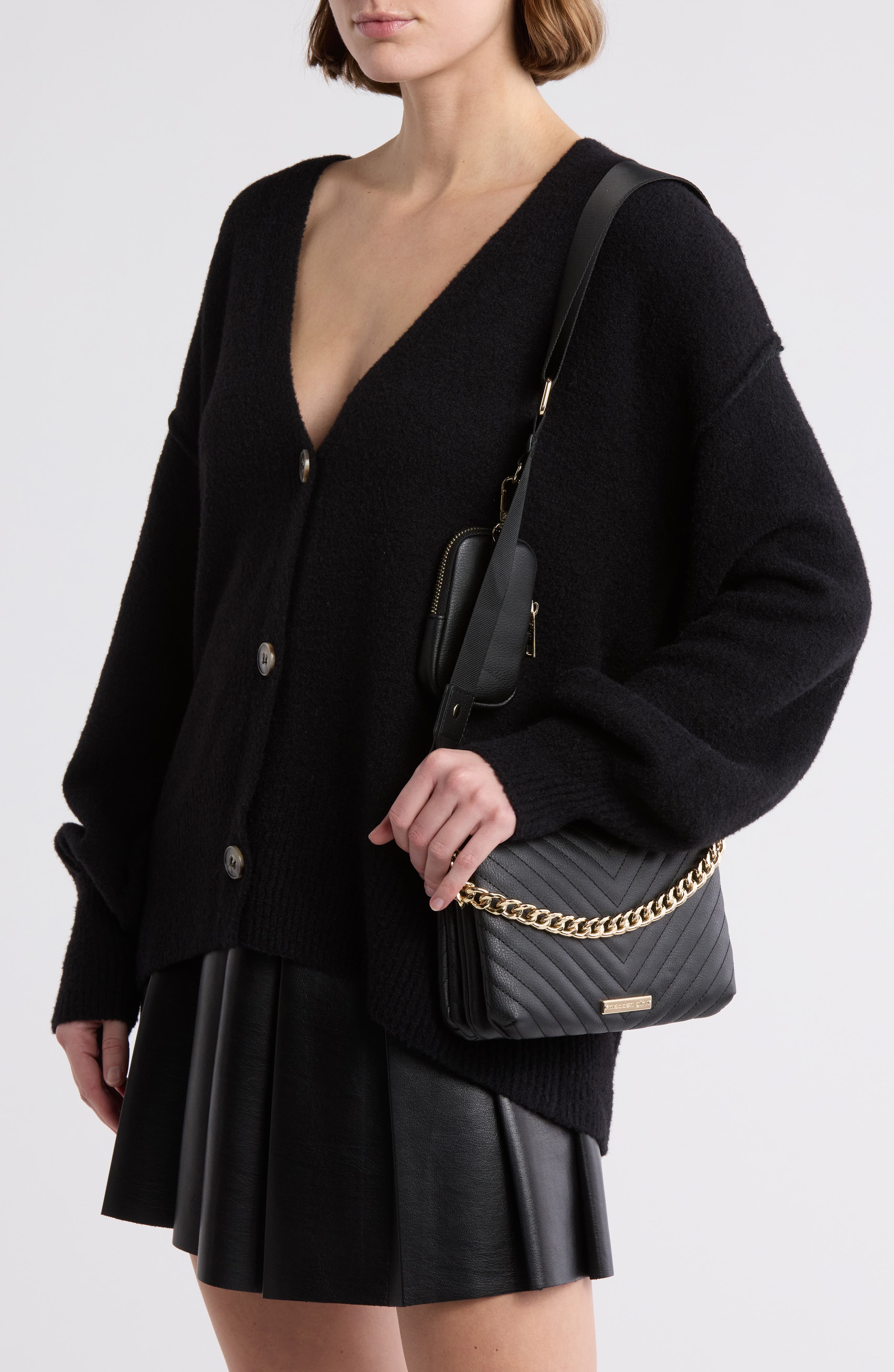 Madden Girl Chevron Quilted Crossbody Bag, Alternate, color, 