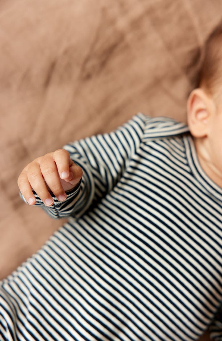 NATURE BABY Long Sleeve Bodysuit, Alternate, color, Navy Stripe