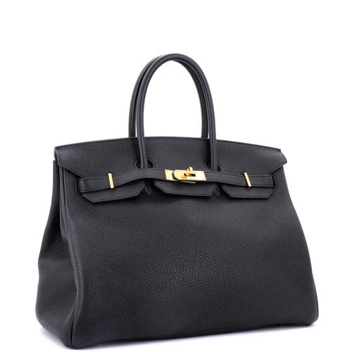 Pre-owned Hermes  Hermes Birkin Handbag Black Togo With Gold Hardware 35 In Black
