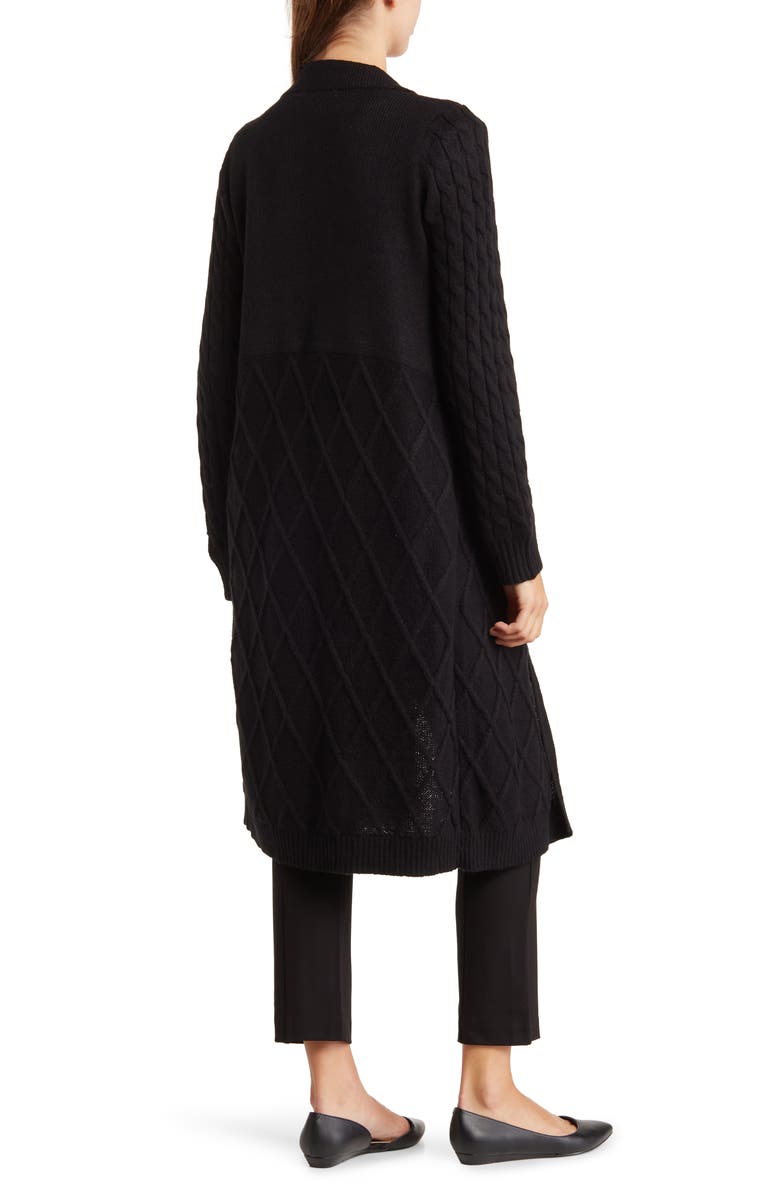 BY DESIGN Abigail Cable Knit Long Cardigan, Alternate, color, Black