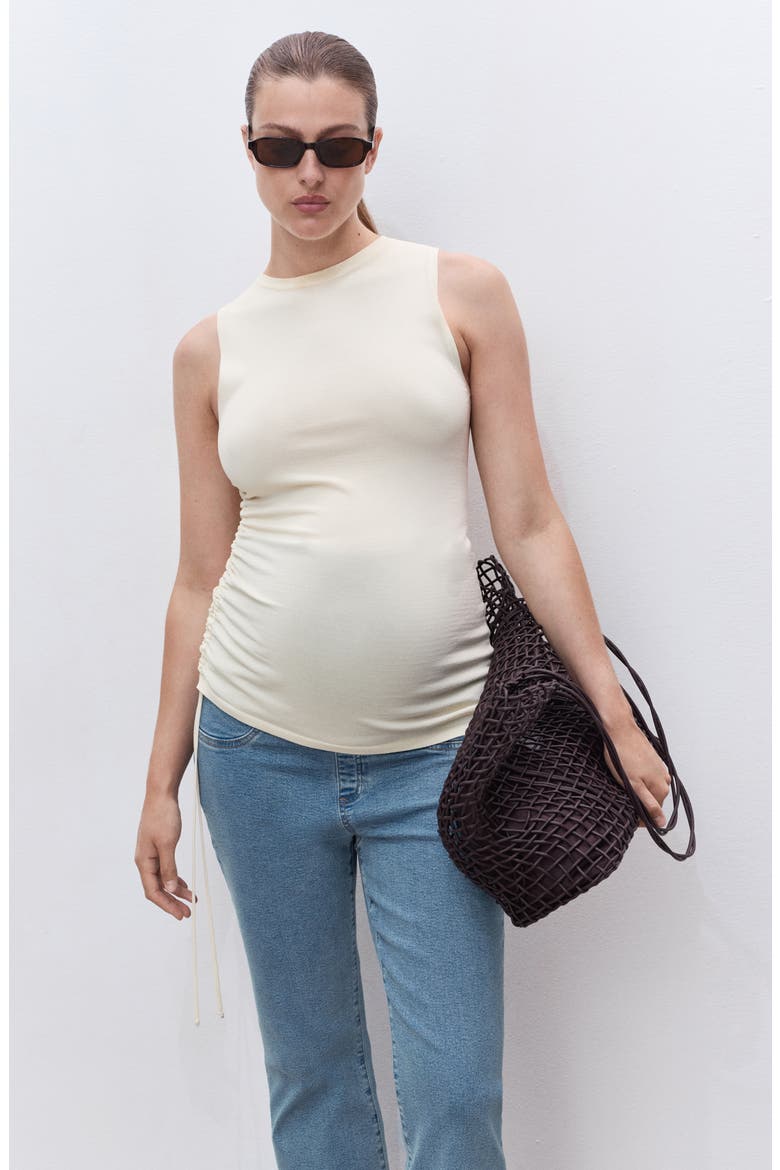 Over the Bump Raw Hem Crop Flare Maternity Jeans, Alternate, color, MEDIUM BLUE