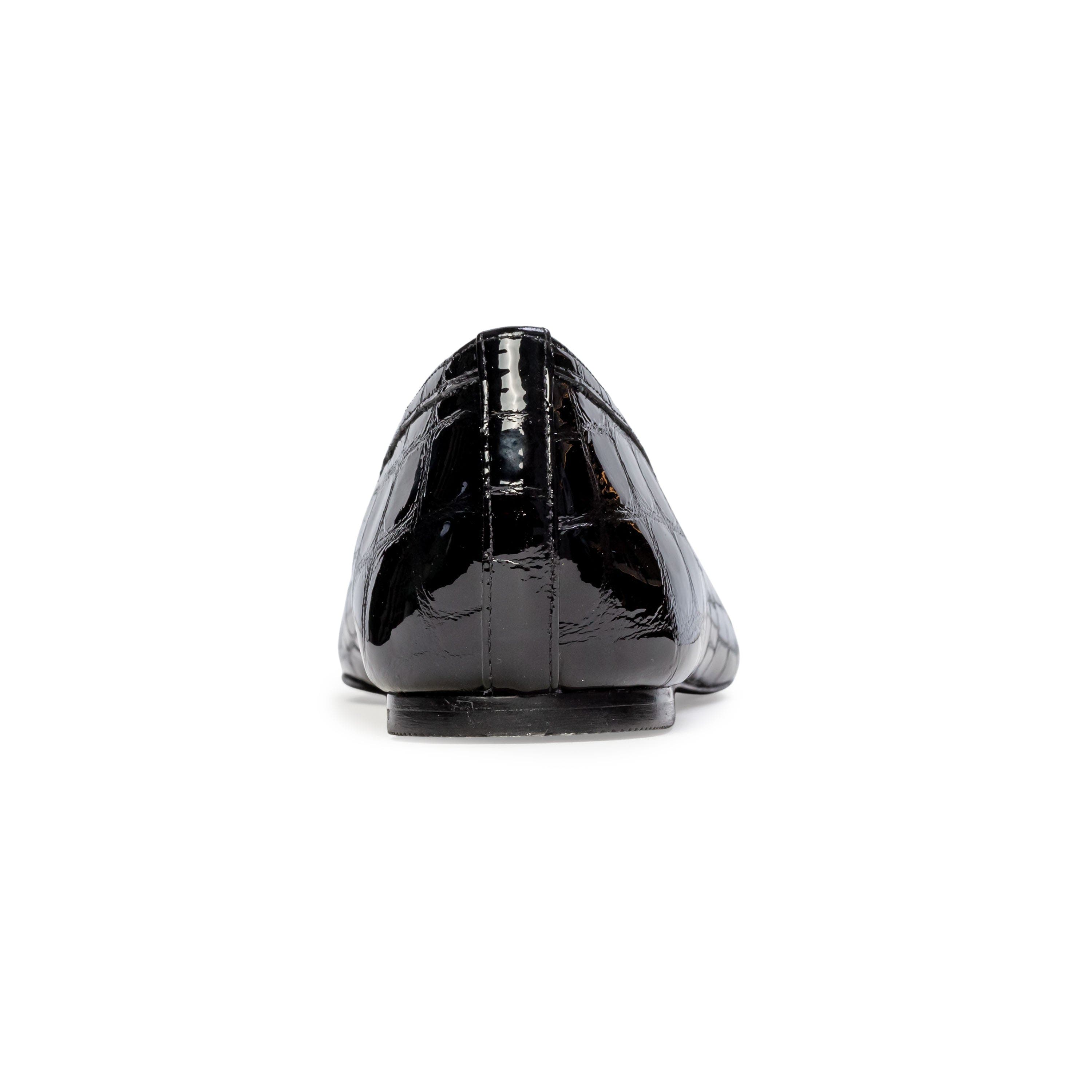 Ayra Croc Ballerina, Alternate, color, Black Croc Patent Leather