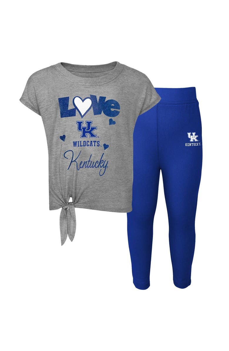Outerstuff Preschool & Toddler Heathered Gray/Royal Kentucky Wildcats Forever Love T-Shirt & Leggings Set, Main, color,