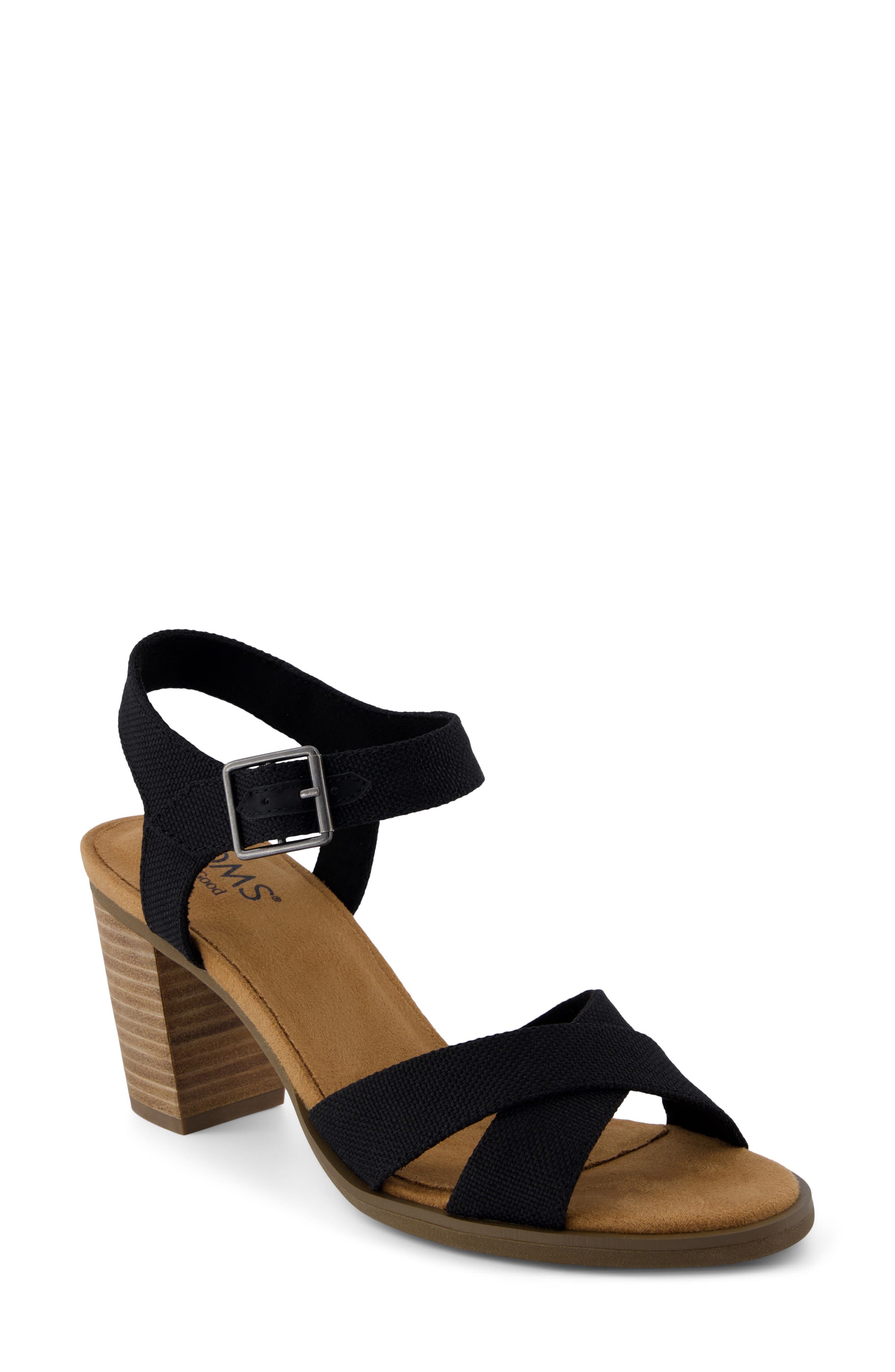 TOMS Majorca Ankle Strap Sandal, Main, color, Black