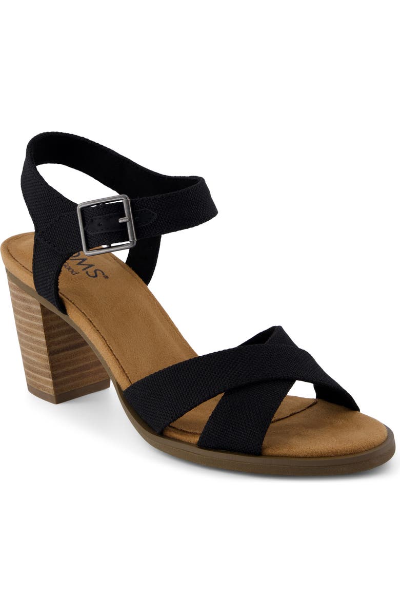 TOMS Majorca Ankle Strap Sandal, Main, color, Black