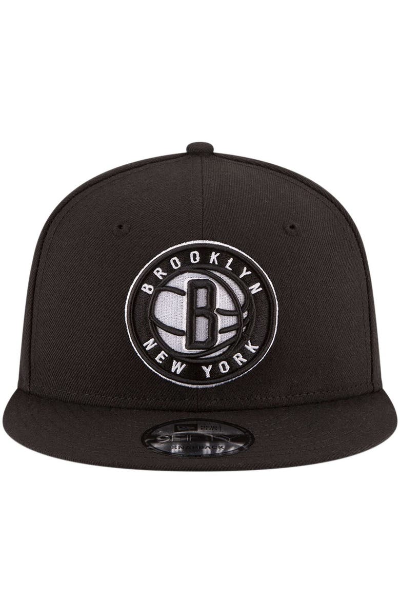 New Era Men's New Era Black Brooklyn Nets Official Team Color 9FIFTY Snapback Hat, Alternate, color, Black