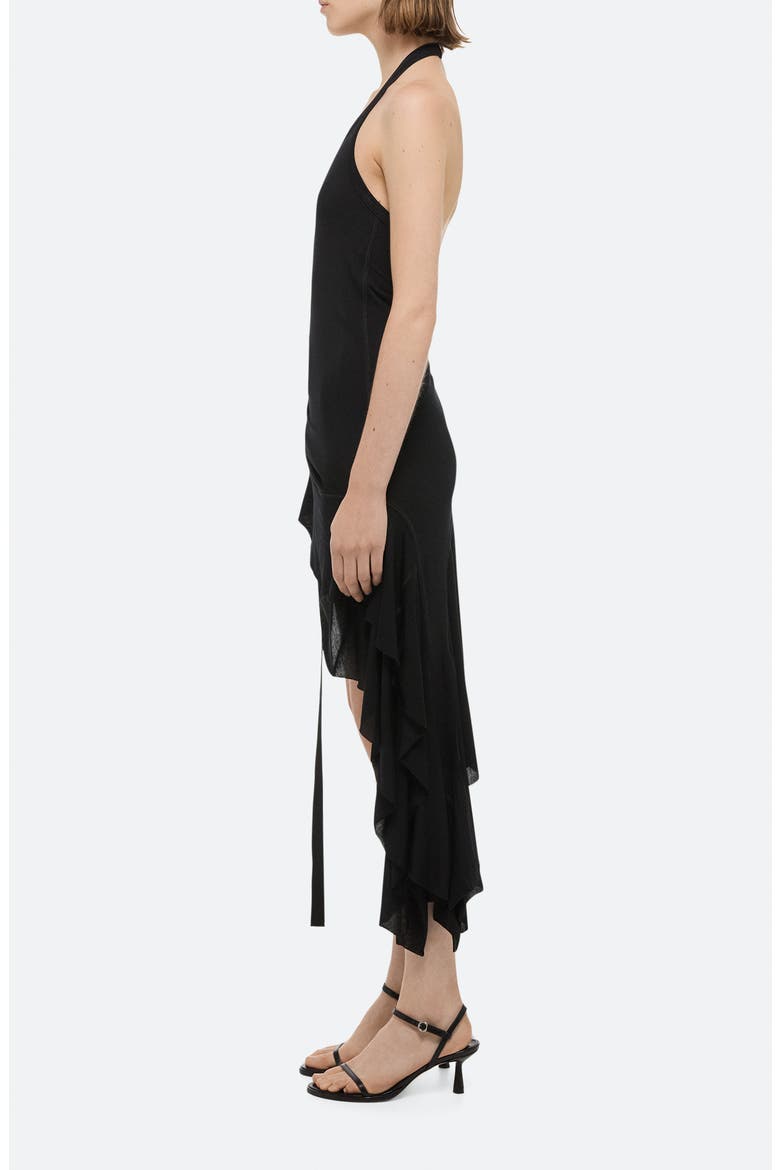Side Drape Halter Midi Dress, Alternate, color, BLACK