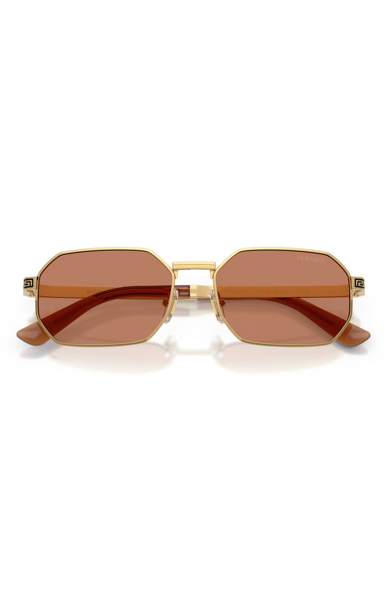 Versace 54mm Rectangular Sunglasses, Alternate, color, Gold / Brown