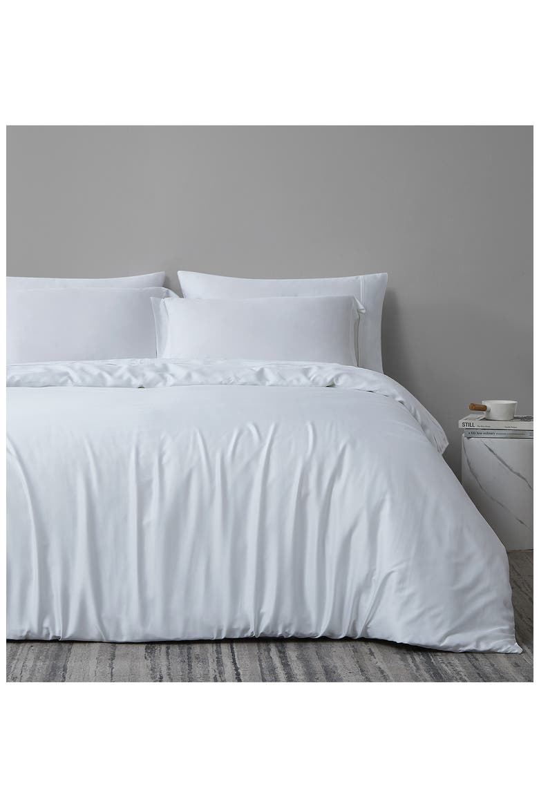 Premium Luxury Viscose Duvet Cover Set, Alternate, color, WHITE