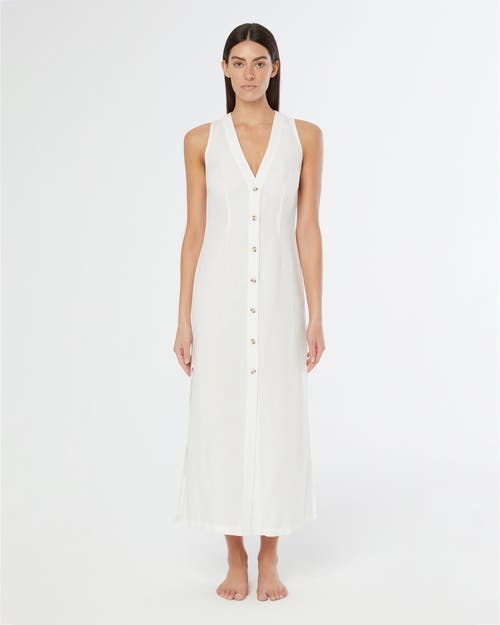 Onia Air Linen-blend Button Down Maxi Dress In White