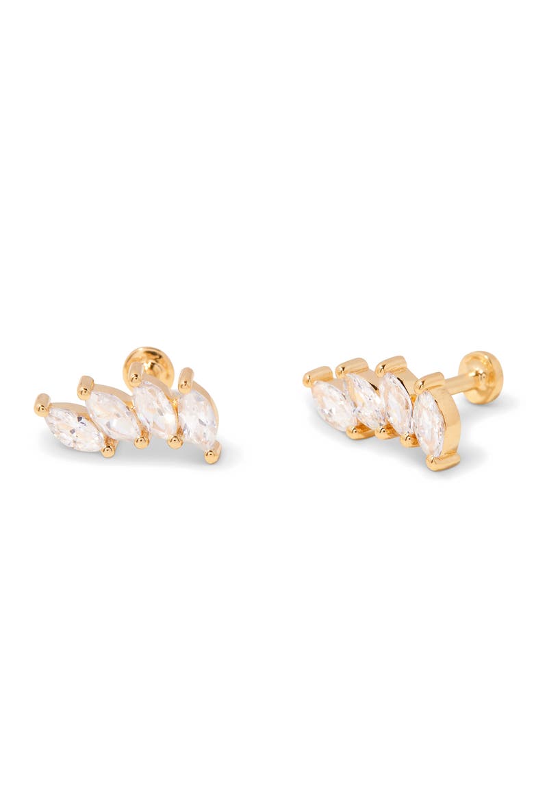 Zola Marquise Cubic Zirconia Flatback Stud Earrings, Alternate, color, GOLD