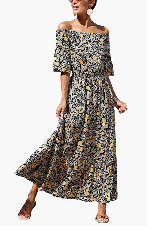 Floral Off Shoulder Maxi Dress