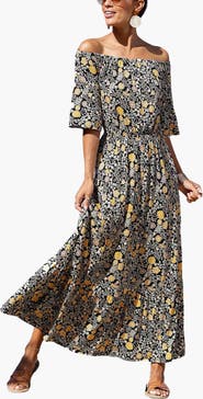 LASCANA Floral Off Shoulder Maxi Dress