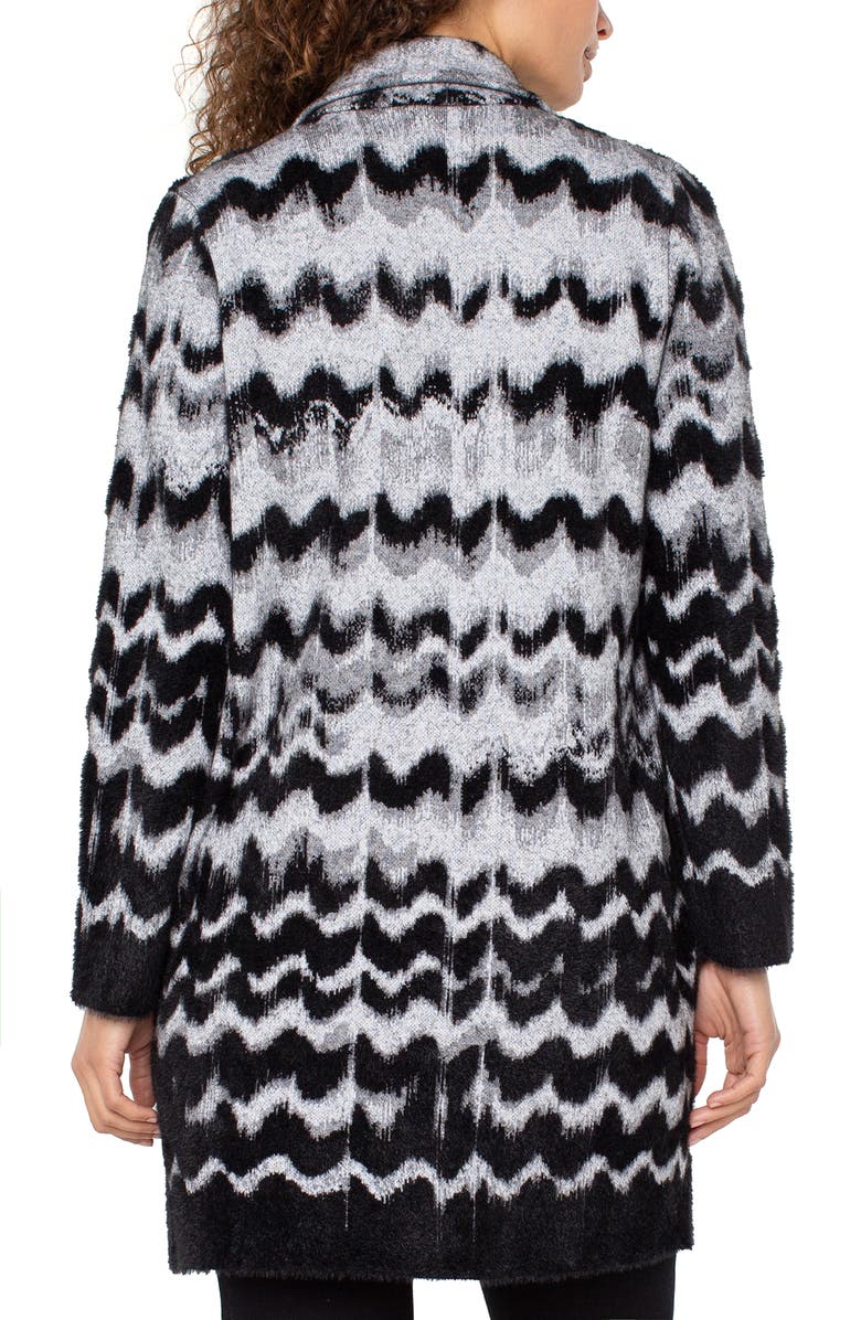 Liverpool Los Angeles Pattern Sweater Coat, Alternate, color, Black/ Grey Wavy Stripe
