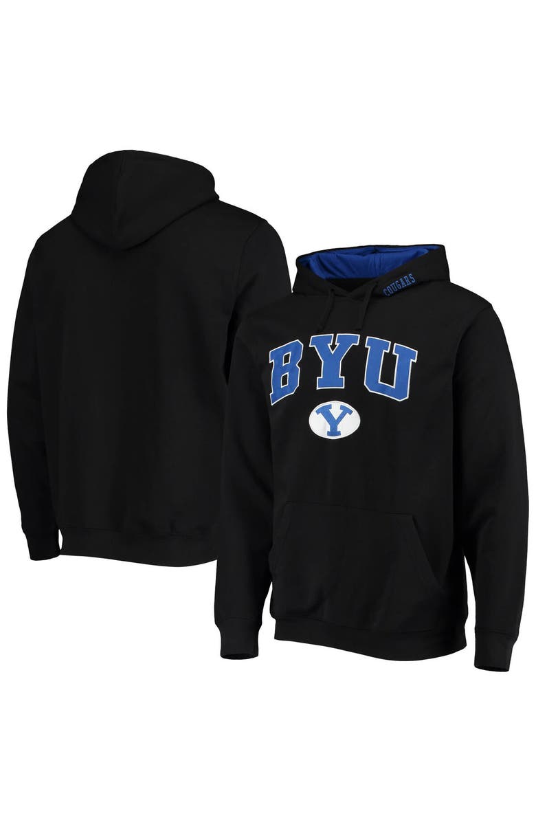 COLOSSEUM Men's Colosseum Black BYU Cougars Arch & Logo 3.0 Pullover Hoodie, Main, color, Black