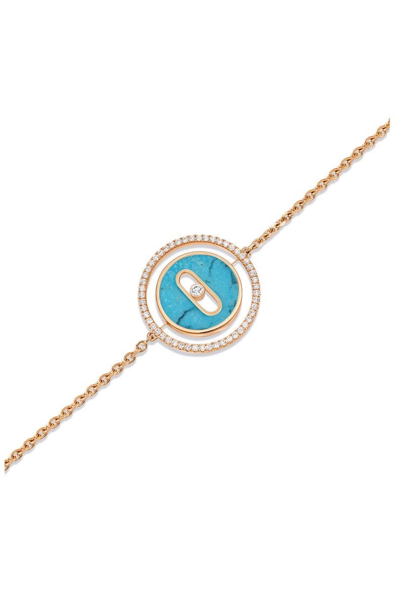 Lucky Move Turquoise & Diamond Pendant Bracelet, Alternate, color, ROSE GOLD