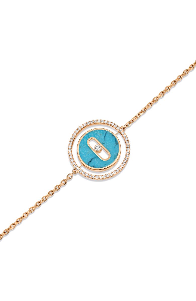 Messika Lucky Move Turquoise & Diamond Pendant Bracelet, Alternate, color, Rose Gold