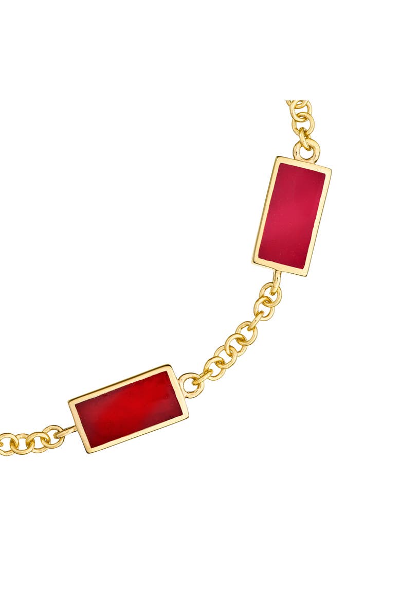 Five Station Dash Rectangle Bracelet In Sterling With 18K Gold Overlay, Alternate, color, RED