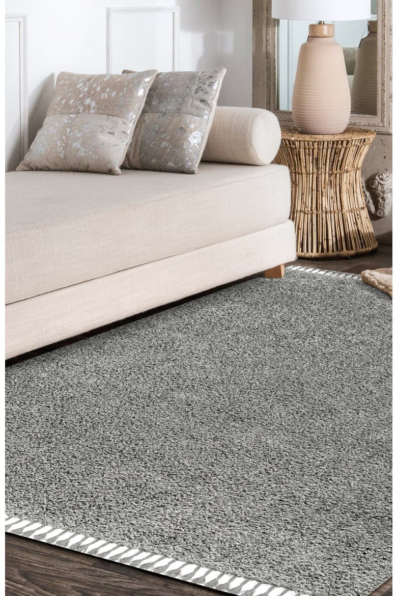 Mercer Shag Plush Tassel Area Rug, Alternate, color, Charcoal