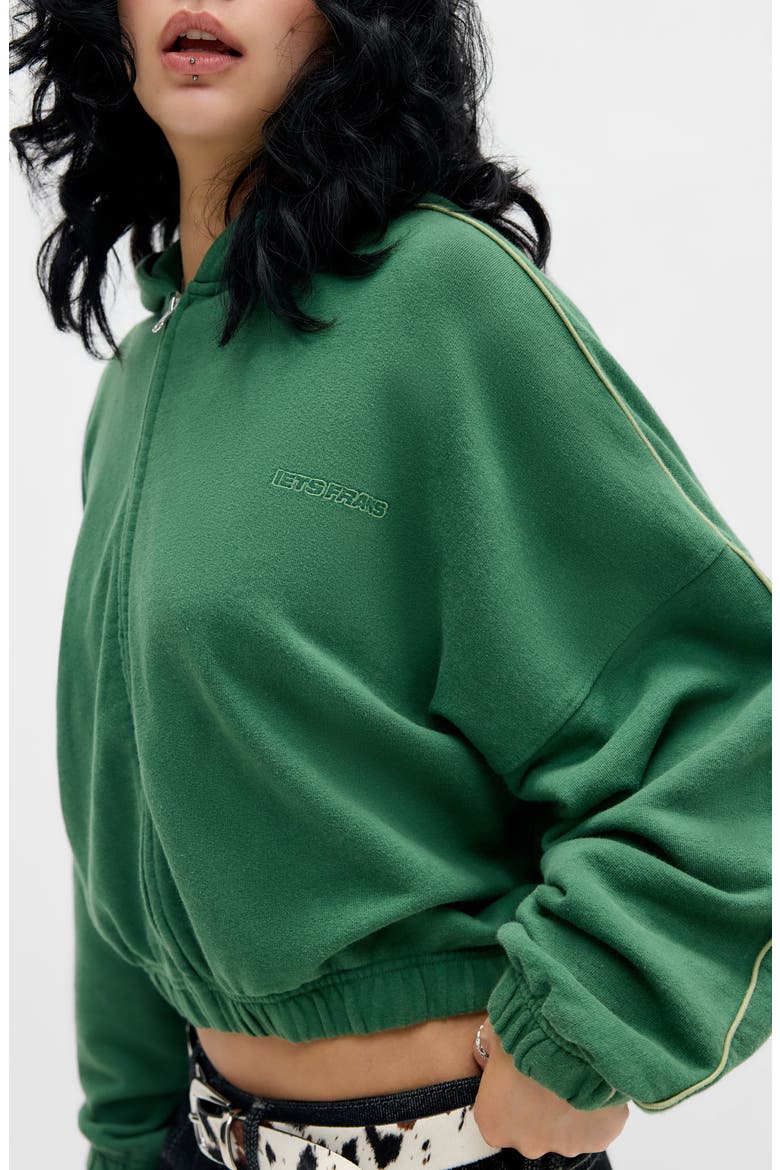 Bubble Hem Zip Hoodie, Alternate, color, GREEN