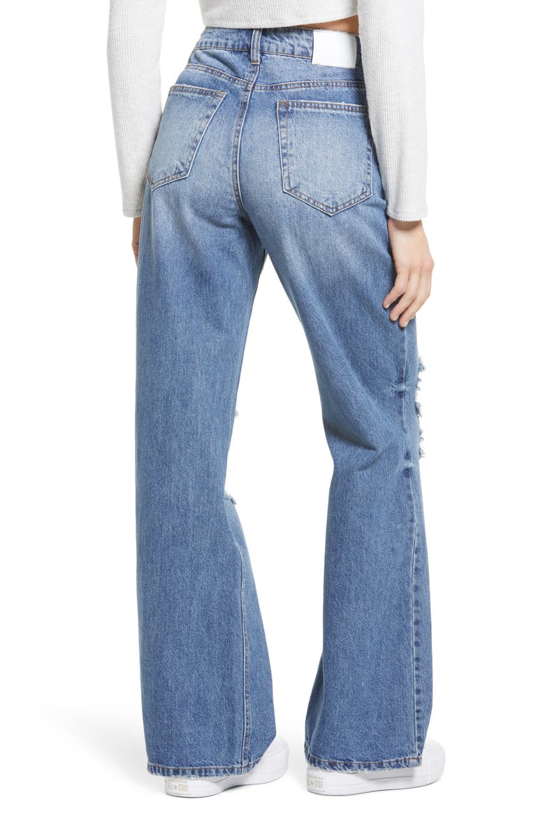 Prosperity Denim Destroyed High Waist Nonstretch Wide Leg Jeans, Alternate, color, 