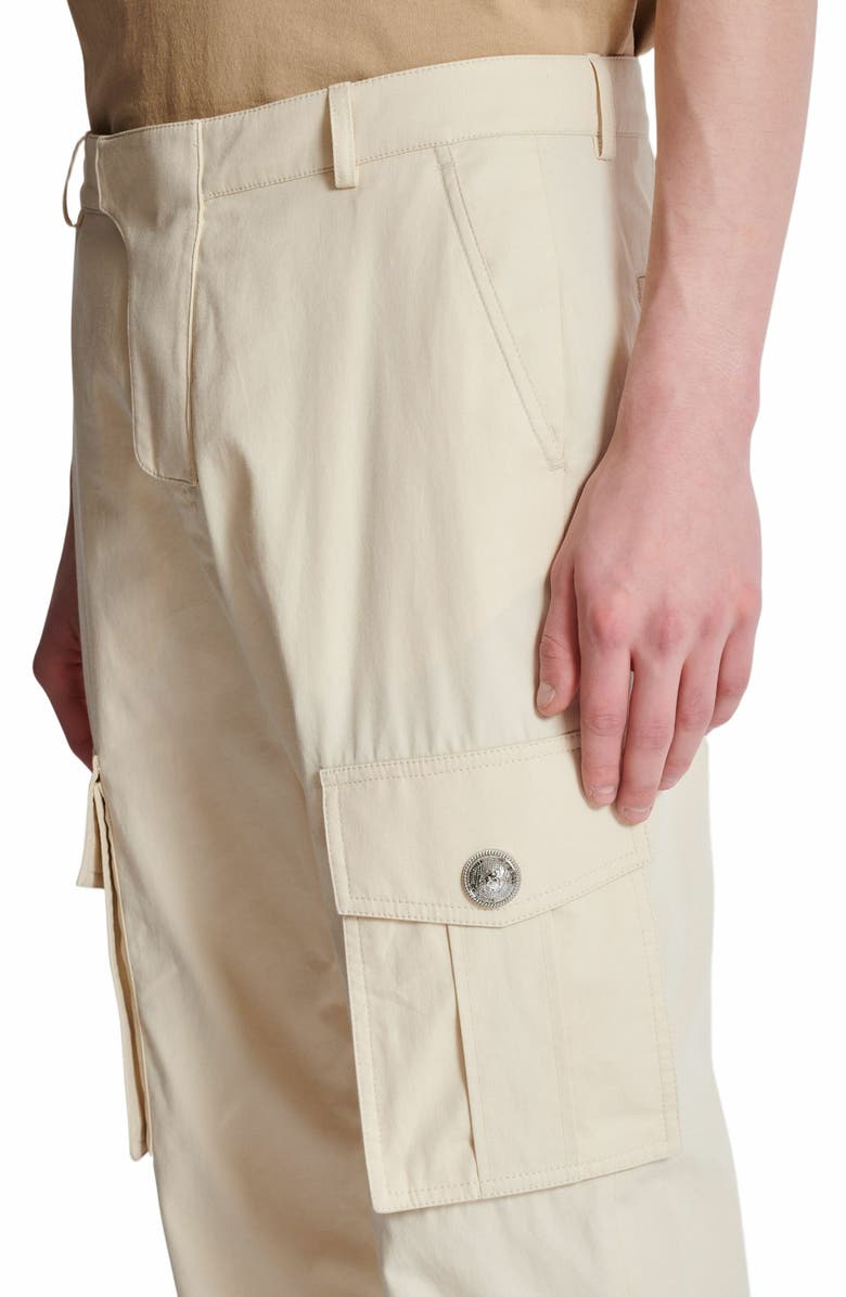 Balmain Cotton Cargo Trousers, Alternate, color, Beige