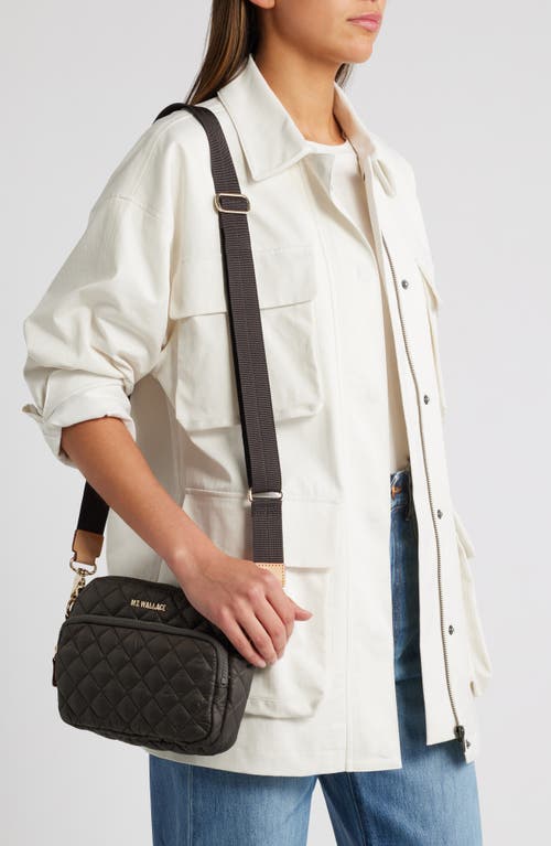 Mz Wallace Small Metro Quilted Nylon Camera Bag In Metallic
