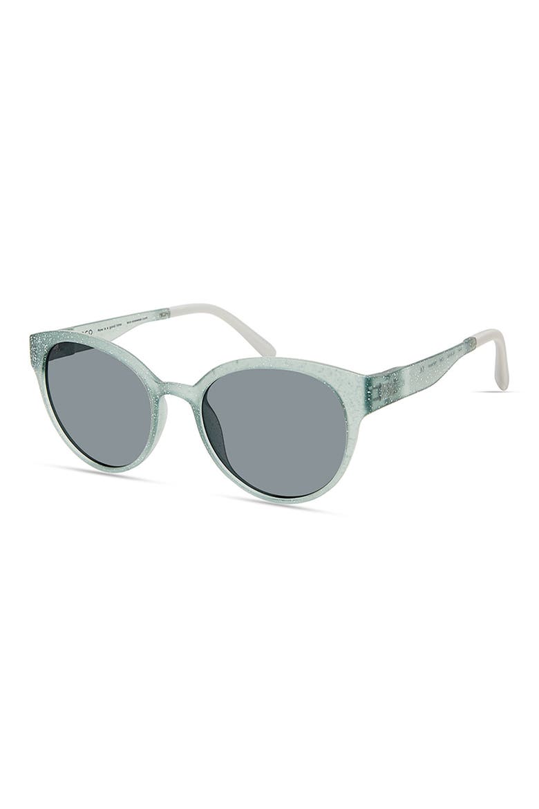 Avala 53mm Polarized Round Sunglasses, Alternate, color, LIGHT TEAL STRIPE