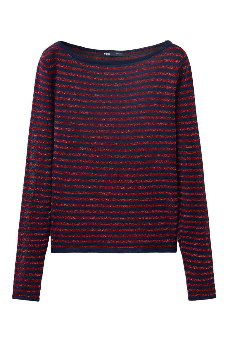 Striped Metallic Thread Sweater, Alternate, color, NAVY