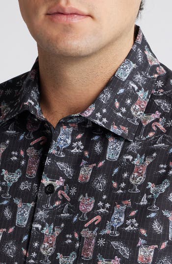 Bahama Coast Boozy Nights IslandZone<sup>®</sup> Short Sleeve Performance Button-Up Shirt