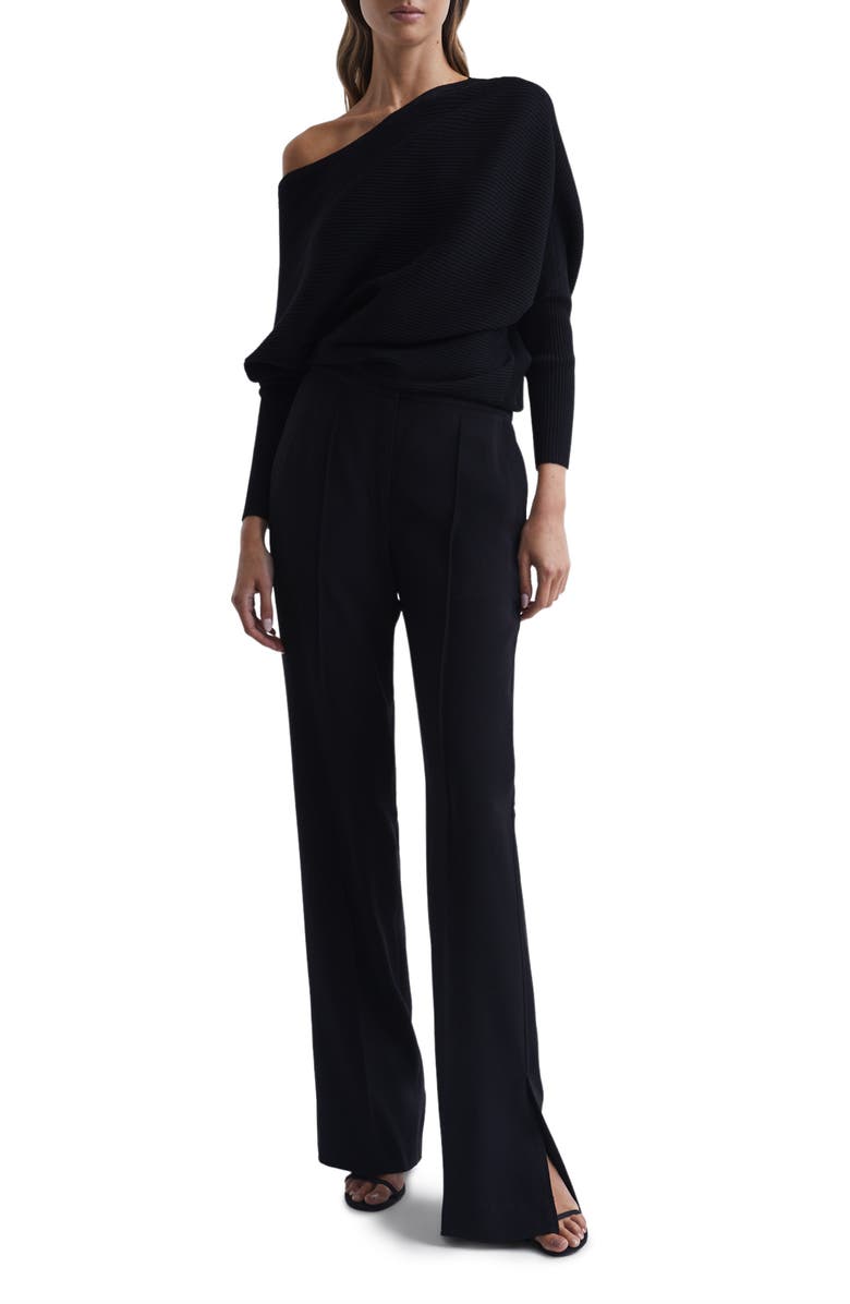 Reiss Lorna Off the Shoulder Rib Sweater, Alternate, color, Black