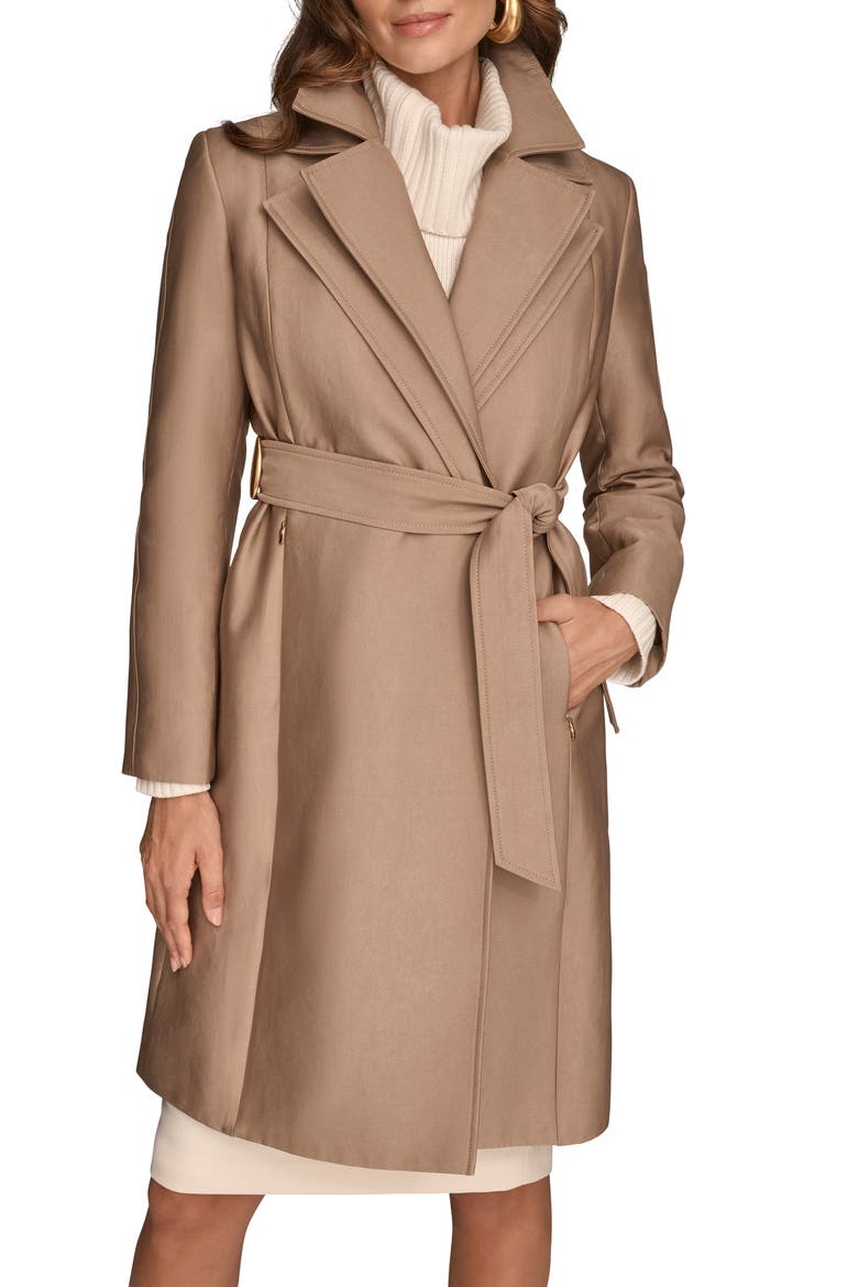 Double Collar Cotton Blend Trench Coat, Main, color, KHAKI