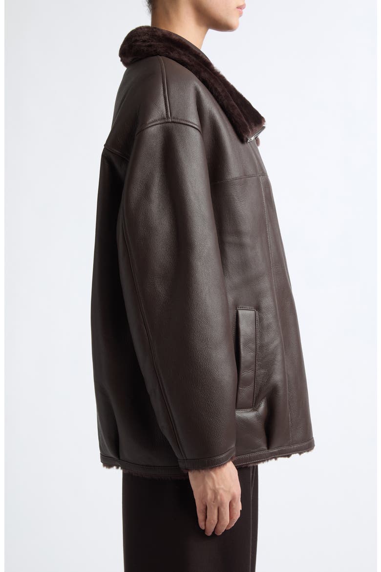Classic Zip Genuine Shearling Jacket, Alternate, color, 8800 DARK BROWN