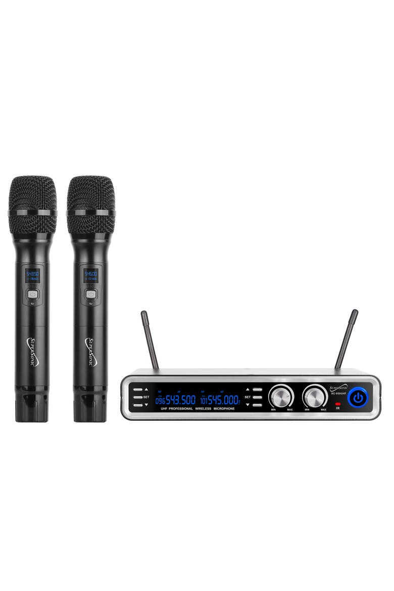 UHF Dual Fixed Channel Wireless Microphone 300ft Range, Main, color, Black