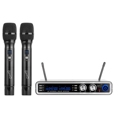 UHF Dual Fixed Channel Wireless Microphone 300ft Range