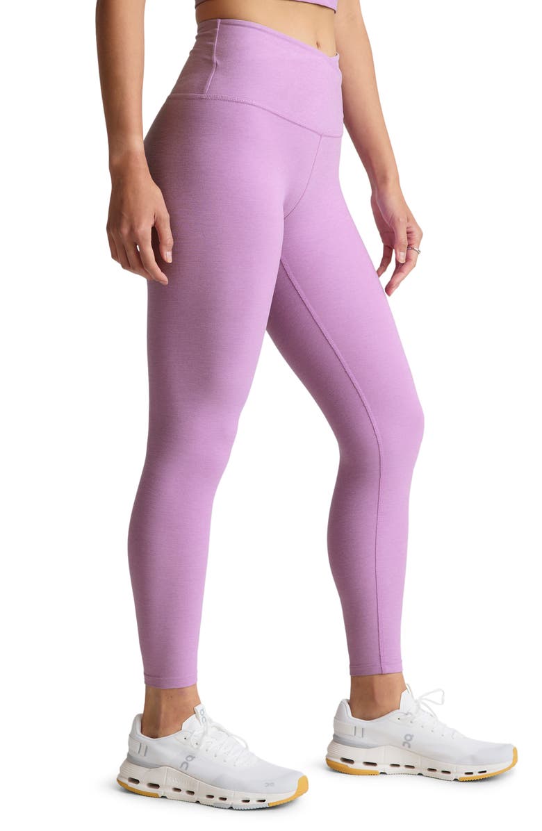 Beyond Yoga At Your Leisure Space Dye High Waist Midi Leggings, Alternate, color, Lilac Petal Heather