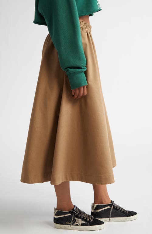 Golden Goose Midi Circle Skirt In Khaki Beige