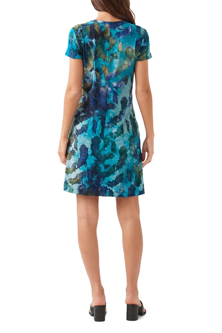 Tie Dye Burnout A-Line Dress, Alternate, color, TEAL