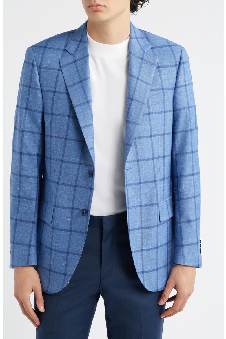 Flynn Classic Fit Blue Windowpane Check Wool Blend Sport Coat, Alternate, color, MEDIUM BLUE